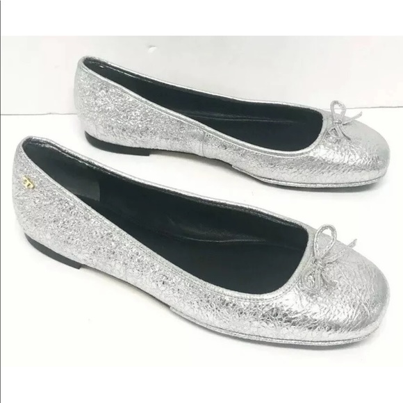 New Tory Burch Metalic Silver Flats Shoes Sz 7.5 M - Picture 2 of 6
